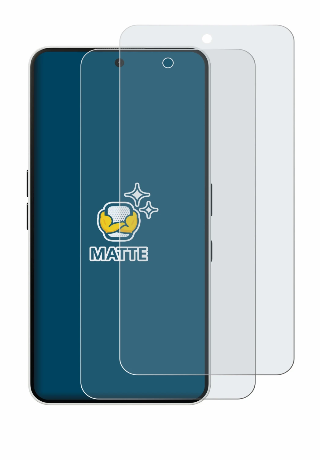 Immagine del dispositivo Nothing Phone (3a) con un'ampia varietà di protezioni per lo schermo.