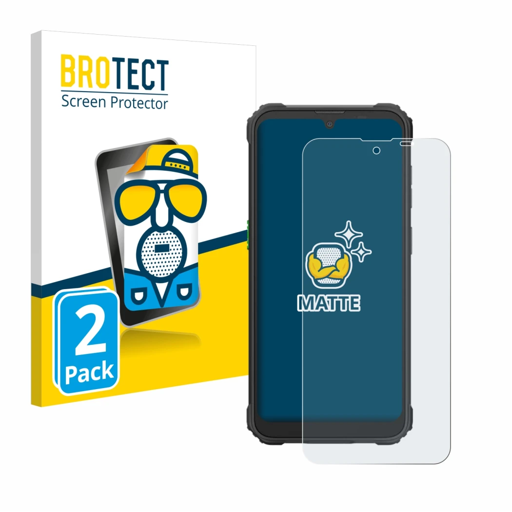 Parte frontale di una confezione del prodotto con il logo del marchio BROTECT. Accanto è raffigurato il dispositivo Blackview