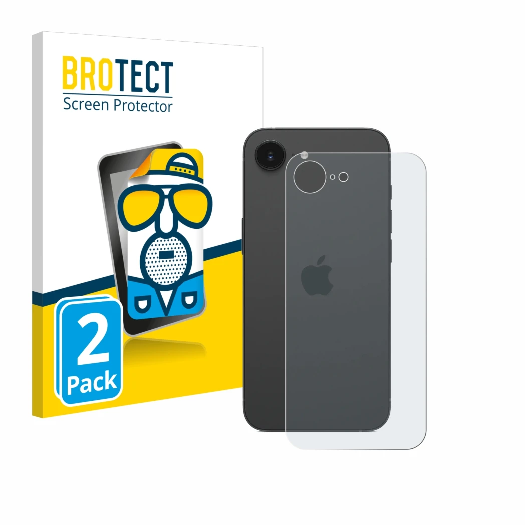 Parte frontale di una confezione del prodotto con il logo del marchio BROTECT. Accanto è raffigurato il dispositivo Apple iPho