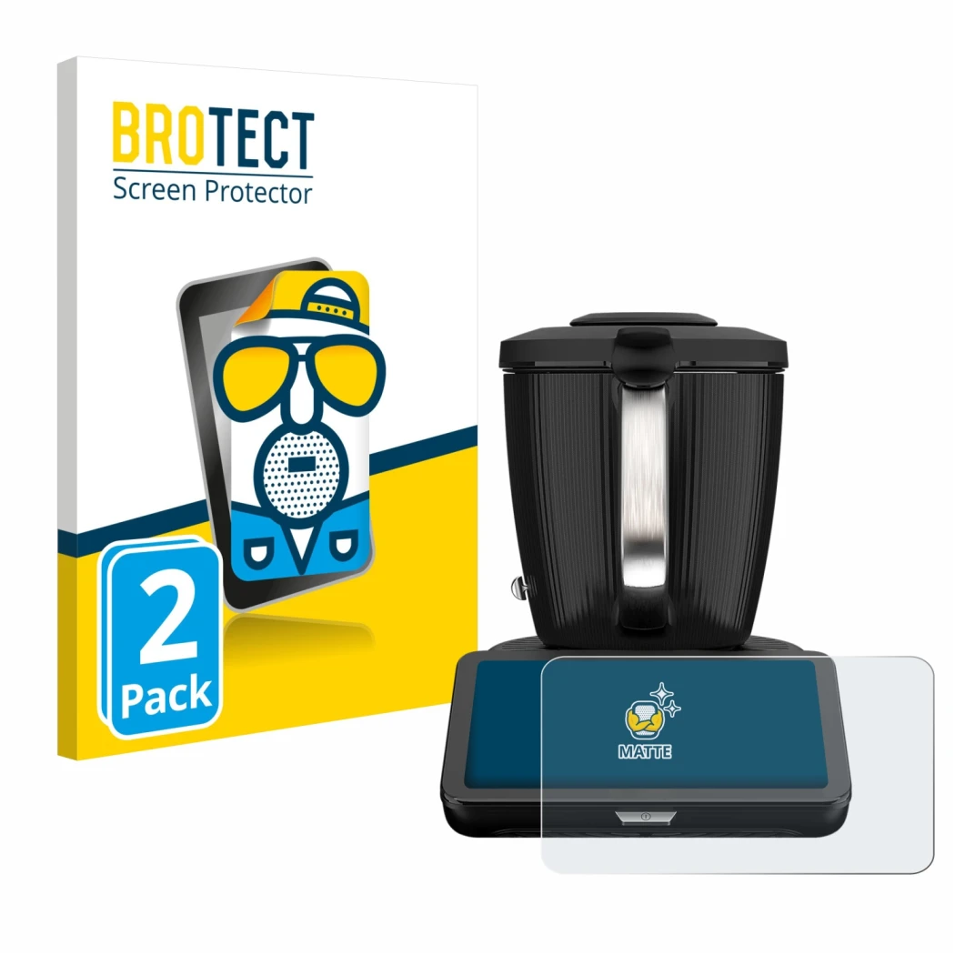 Parte frontale di una confezione del prodotto con il logo del marchio BROTECT. Accanto è raffigurato il dispositivo Vorwerk Th