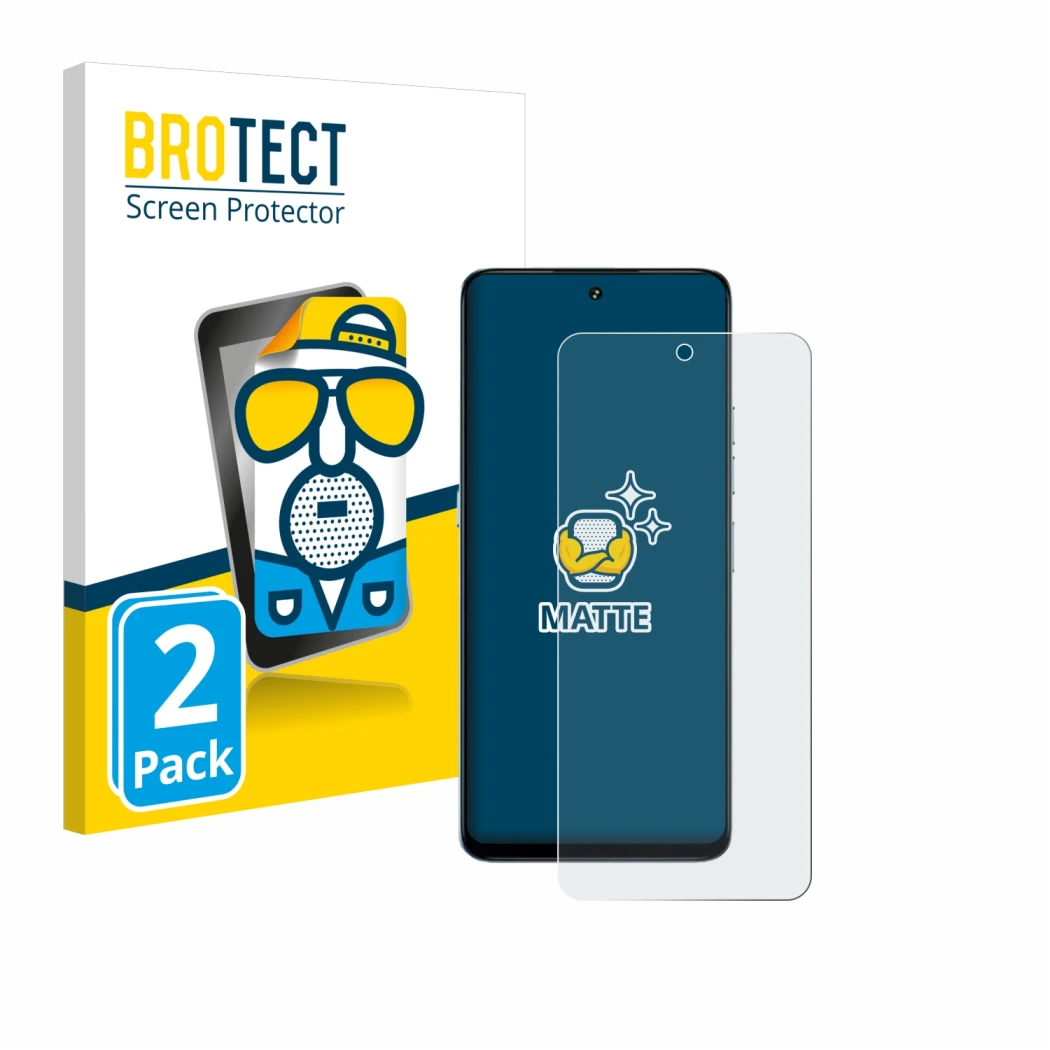 Parte frontale di una confezione del prodotto con il logo del marchio BROTECT. Accanto è raffigurato il dispositivo Umidigi No