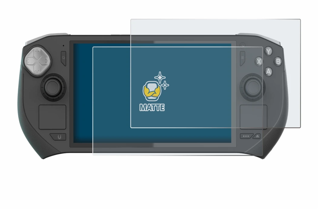 Immagine del dispositivo Zotac Gaming Zone con un'ampia varietà di protezioni per lo schermo.