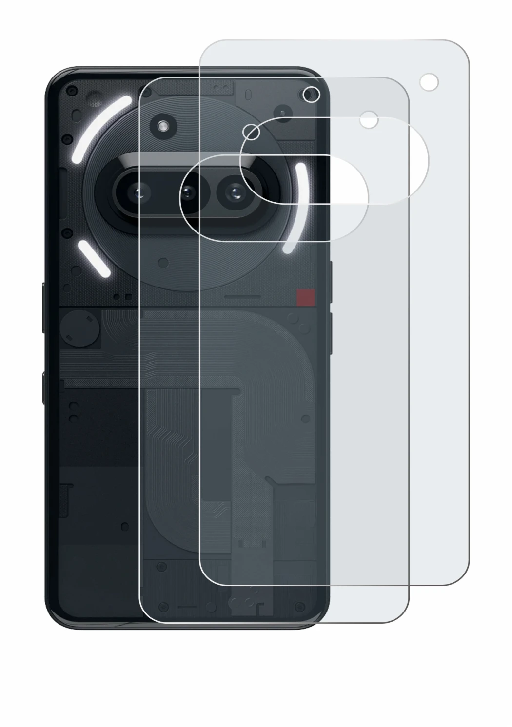Immagine del dispositivo Nothing Phone (3a) (Posteriore) con un'ampia varietà di protezioni per lo schermo.