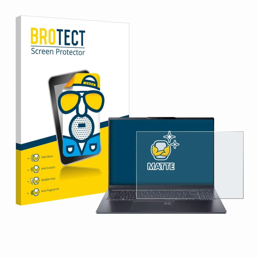 Parte frontale di una confezione del prodotto con il logo del marchio BROTECT. Accanto è raffigurato il dispositivo Acer Swift