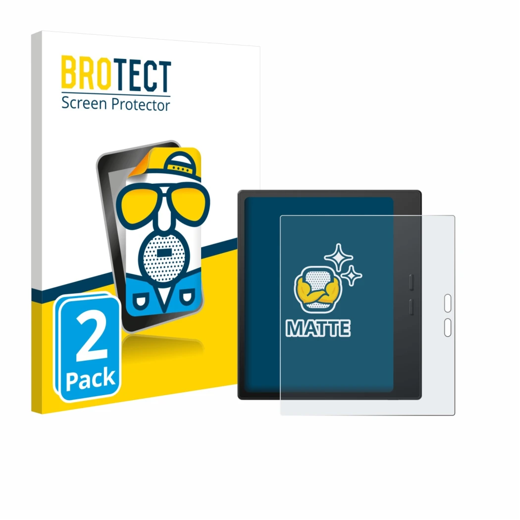 Parte frontale di una confezione del prodotto con il logo del marchio BROTECT. Accanto è raffigurato il dispositivo Boox Go 7