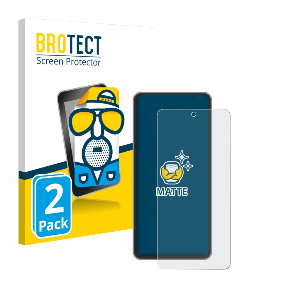 Parte frontale di una confezione del prodotto con il logo del marchio BROTECT. Accanto è raffigurato il dispositivo realme GT