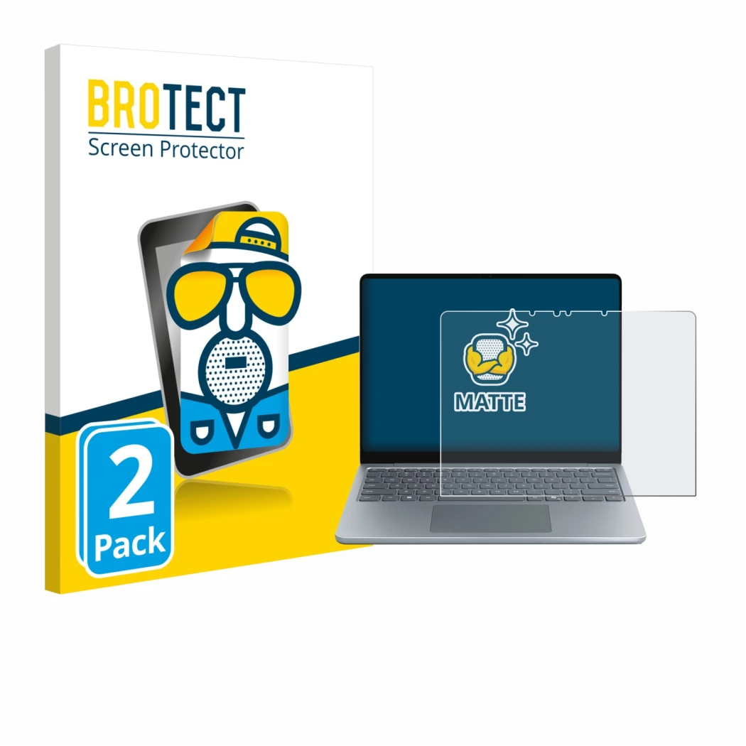 Parte frontale di una confezione del prodotto con il logo del marchio BROTECT. Accanto è raffigurato il dispositivo Microsoft