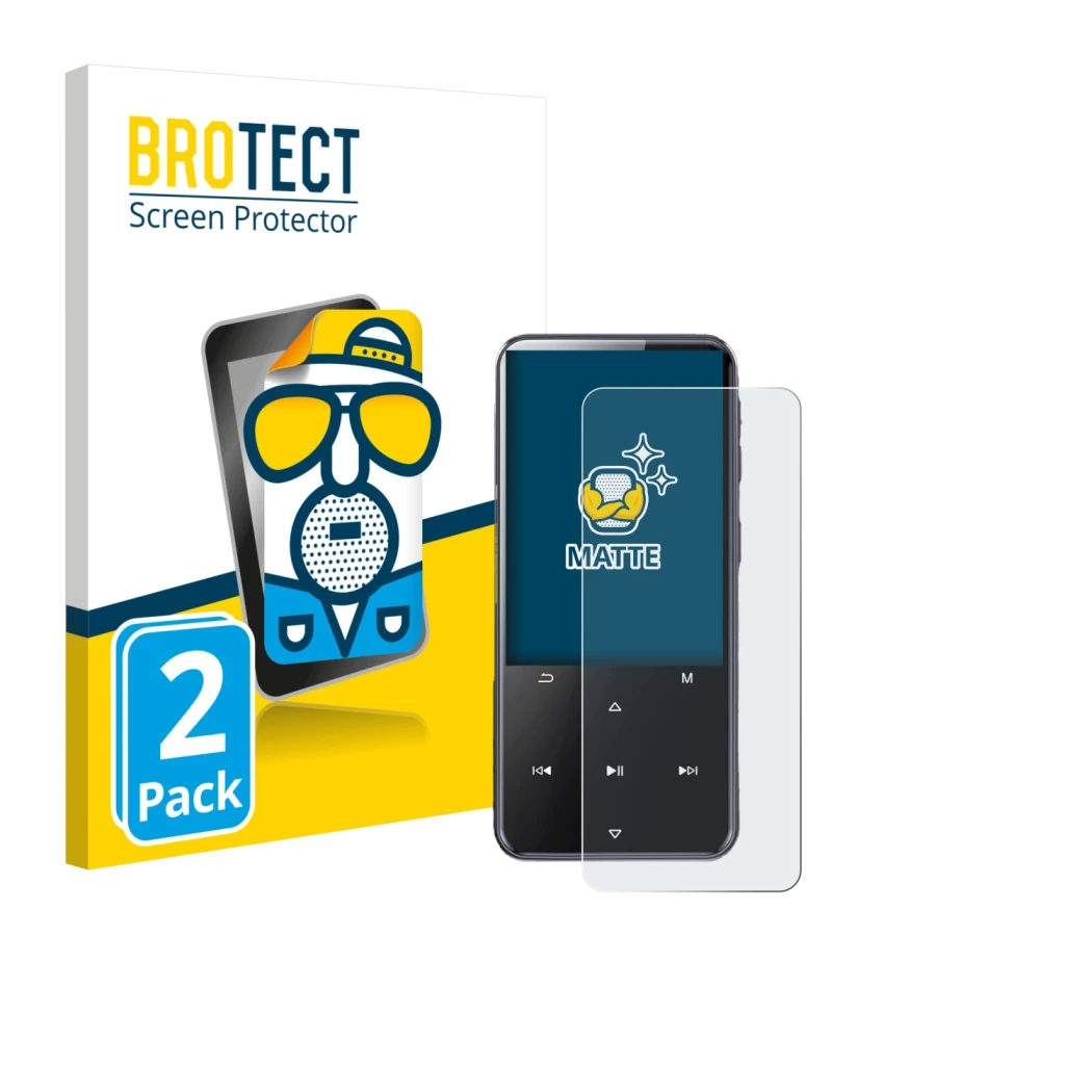 Parte frontale di una confezione del prodotto con il logo del marchio BROTECT. Accanto è raffigurato il dispositivo AGPtek M3