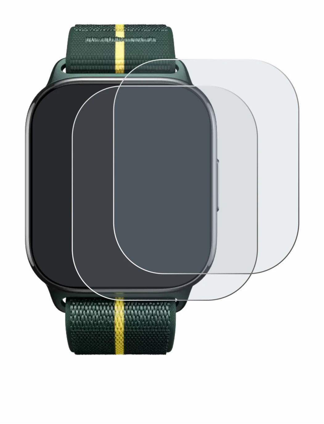 Immagine del dispositivo Motorola Moto watch fit con un'ampia varietà di protezioni per lo schermo.