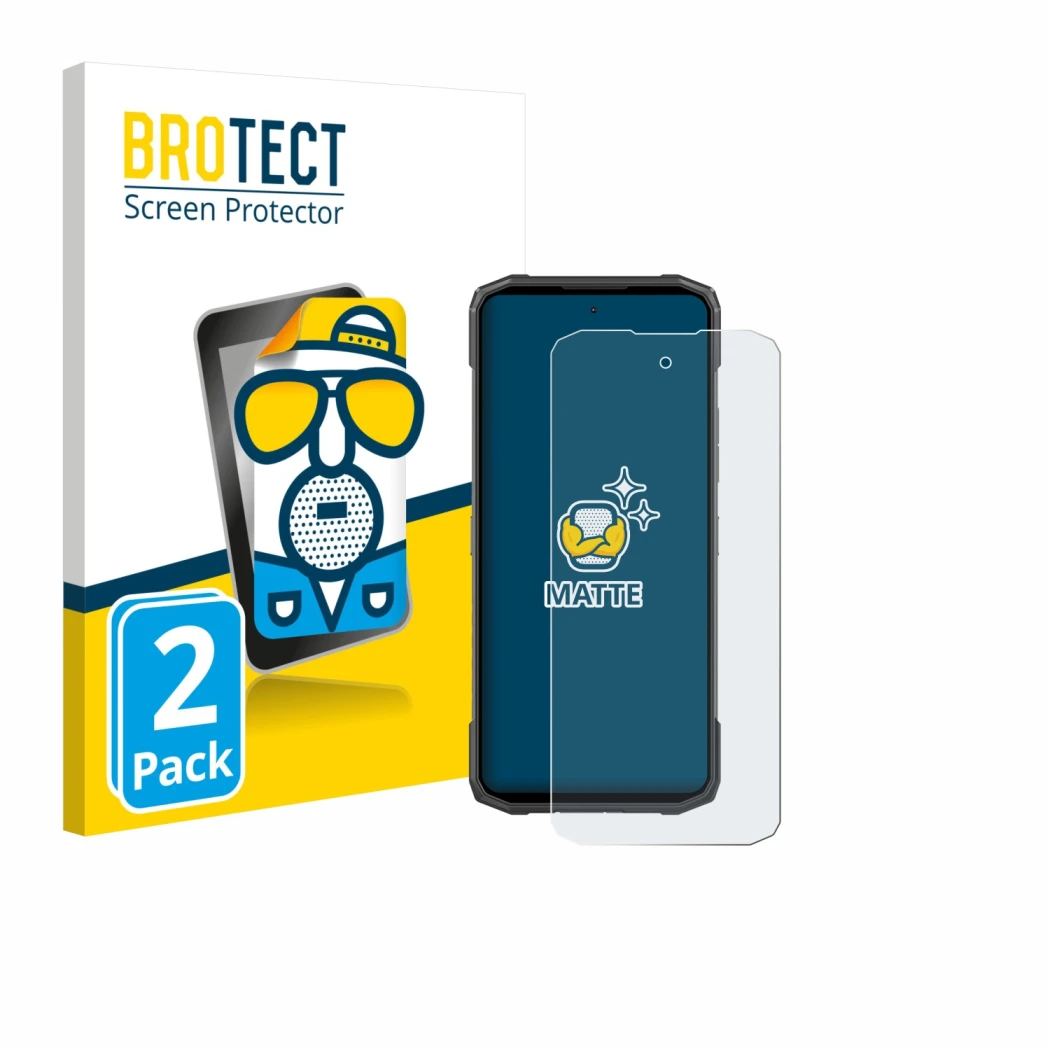 Parte frontale di una confezione del prodotto con il logo del marchio BROTECT. Accanto è raffigurato il dispositivo Doogee Bla