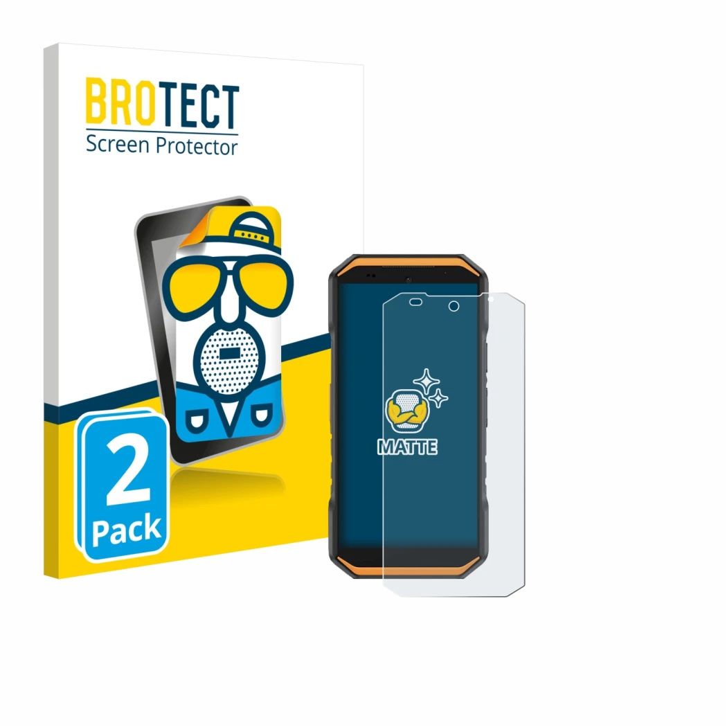 Parte frontale di una confezione del prodotto con il logo del marchio BROTECT. Accanto è raffigurato il dispositivo Ulefone Ar