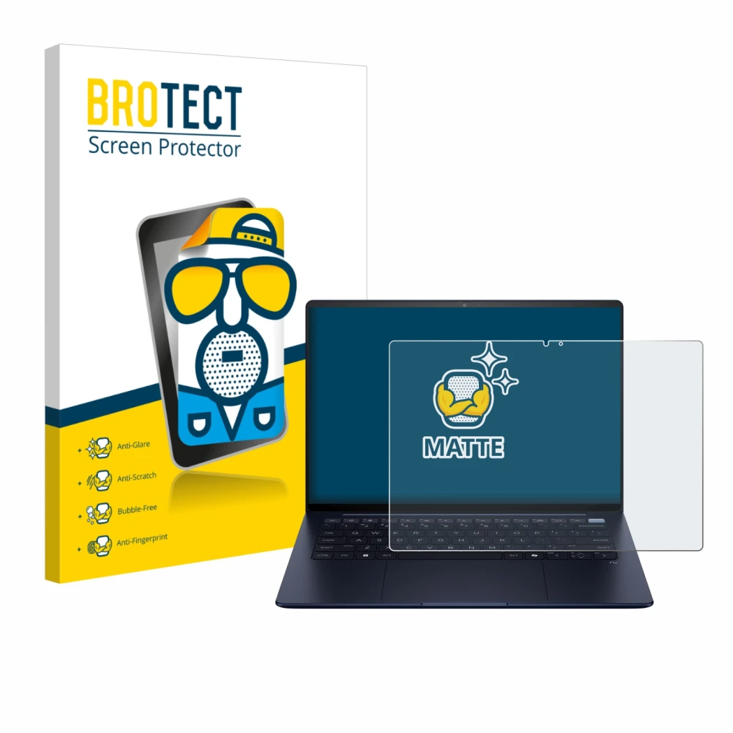 Parte frontale di una confezione del prodotto con il logo del marchio BROTECT. Accanto è raffigurato il dispositivo HP EliteBo