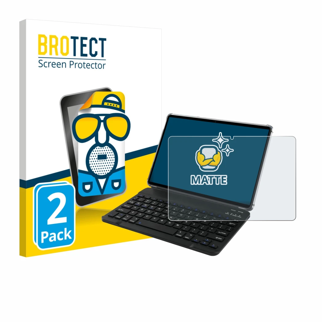 Parte frontale di una confezione del prodotto con il logo del marchio BROTECT. Accanto è raffigurato il dispositivo Tabwee T90