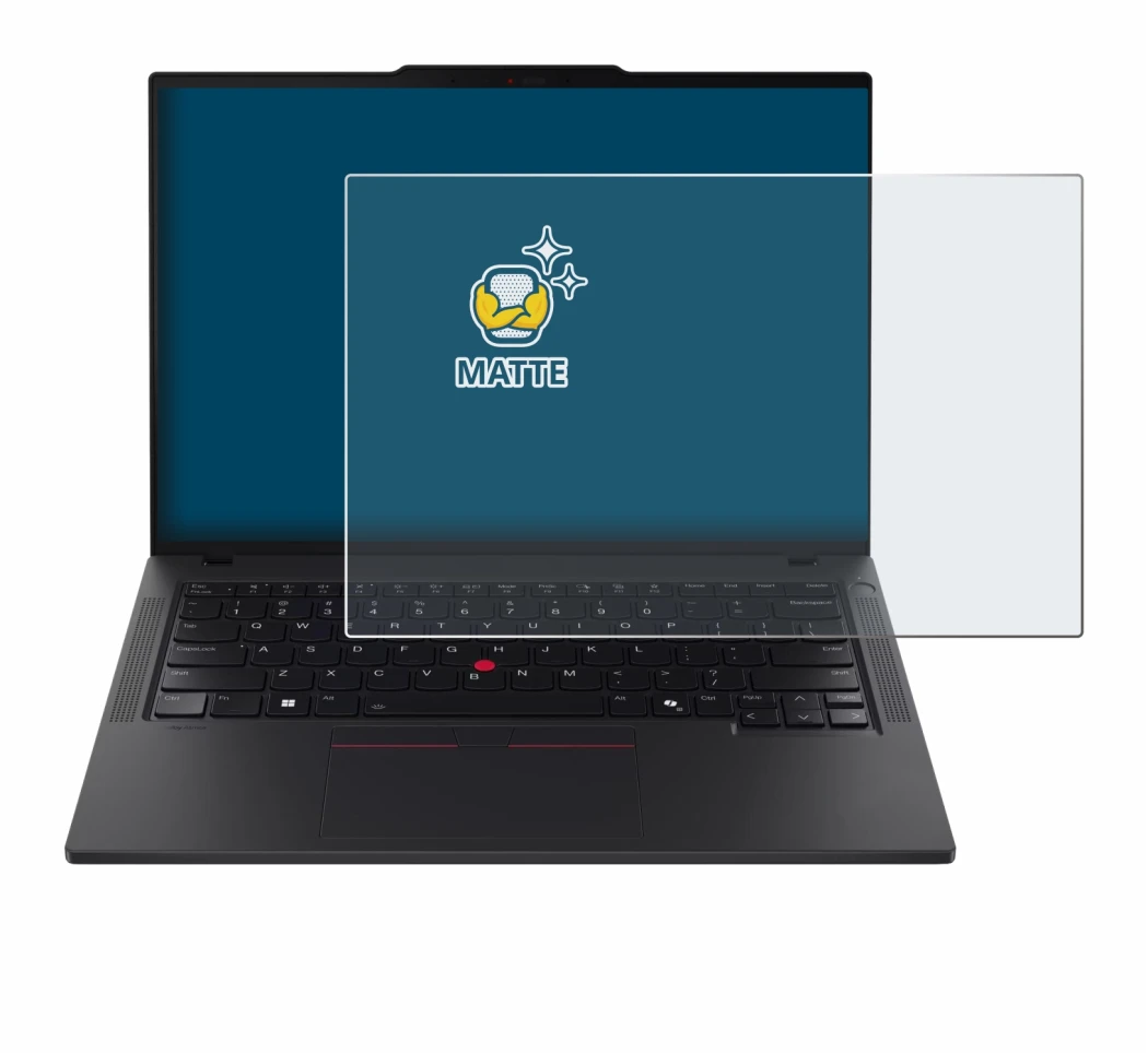 Immagine del dispositivo Lenovo ThinkPad T14 Gen 6 con un'ampia varietà di protezioni per lo schermo.