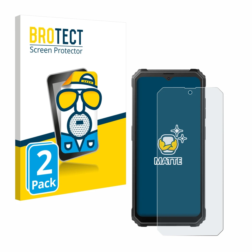 Parte frontale di una confezione del prodotto con il logo del marchio BROTECT. Accanto è raffigurato il dispositivo Blackview 