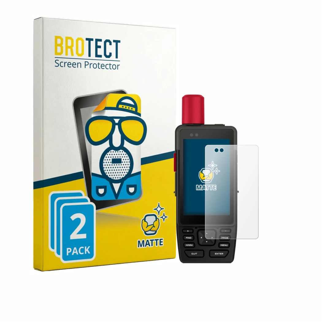 Parte frontale di una confezione del prodotto con il logo del marchio BROTECT. Accanto è raffigurato il dispositivo Garmin GPS