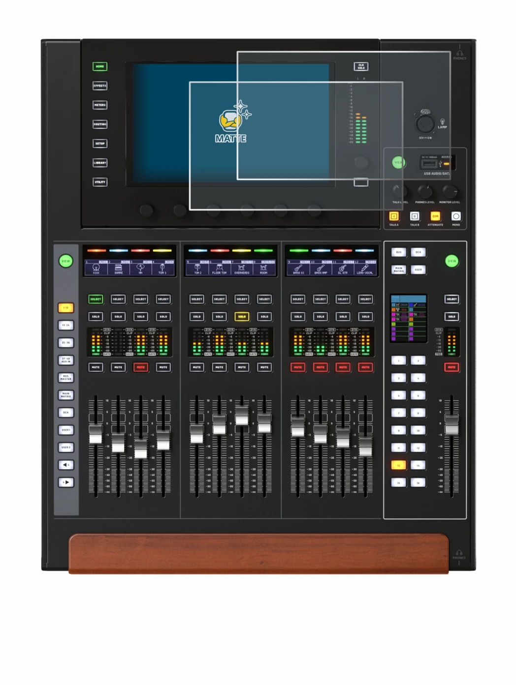 Immagine del dispositivo Behringer Wing Compact con un'ampia varietà di protezioni per lo schermo.