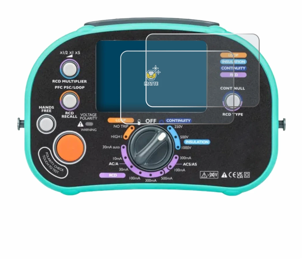 Immagine del dispositivo Kewtech KT63DL con un'ampia varietà di protezioni per lo schermo.