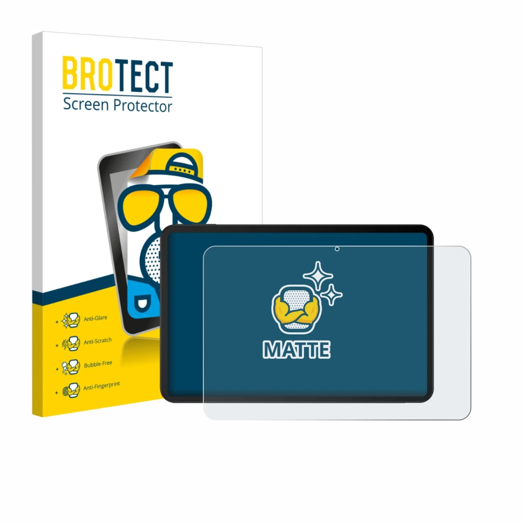 Parte frontale di una confezione del prodotto con il logo del marchio BROTECT. Accanto è raffigurato il dispositivo Doogee Tab