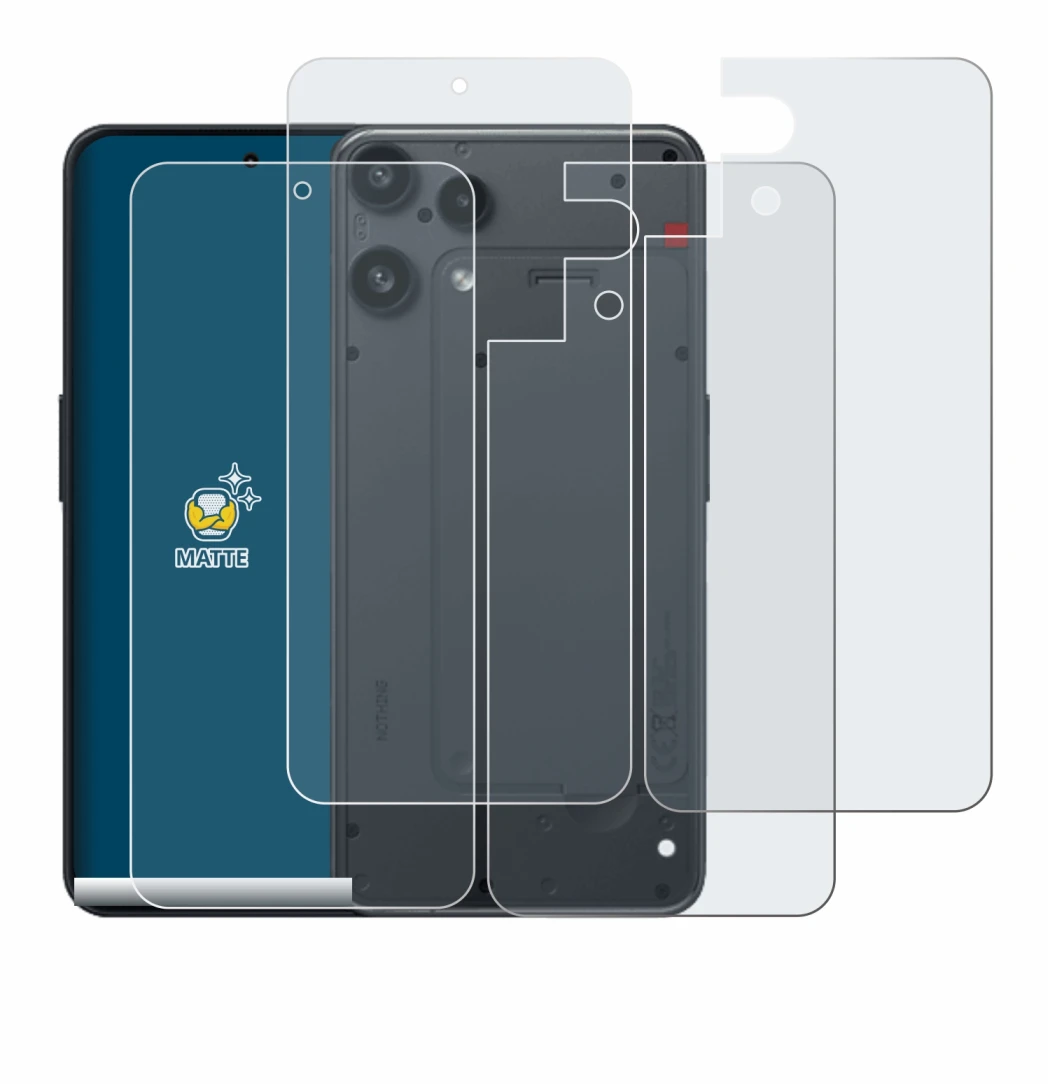 Immagine del dispositivo Nothing Phone (3a) Lite (Fronte+Retro) con un'ampia varietà di protezioni per lo schermo.