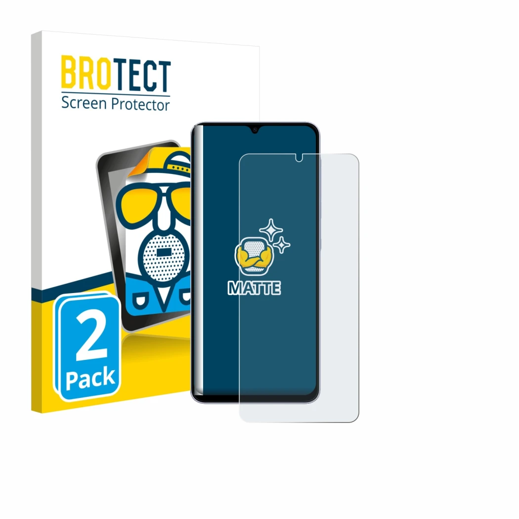 Parte frontale di una confezione del prodotto con il logo del marchio BROTECT. Accanto è raffigurato il dispositivo Samsung Ga