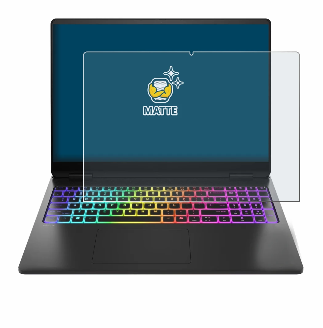 Immagine del dispositivo HP Omen Max 16 con un'ampia varietà di protezioni per lo schermo.