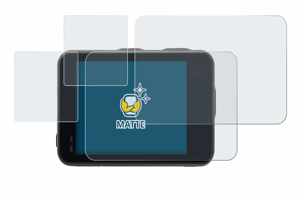 Immagine del dispositivo Akaso Brave 7 con un'ampia varietà di protezioni per lo schermo.