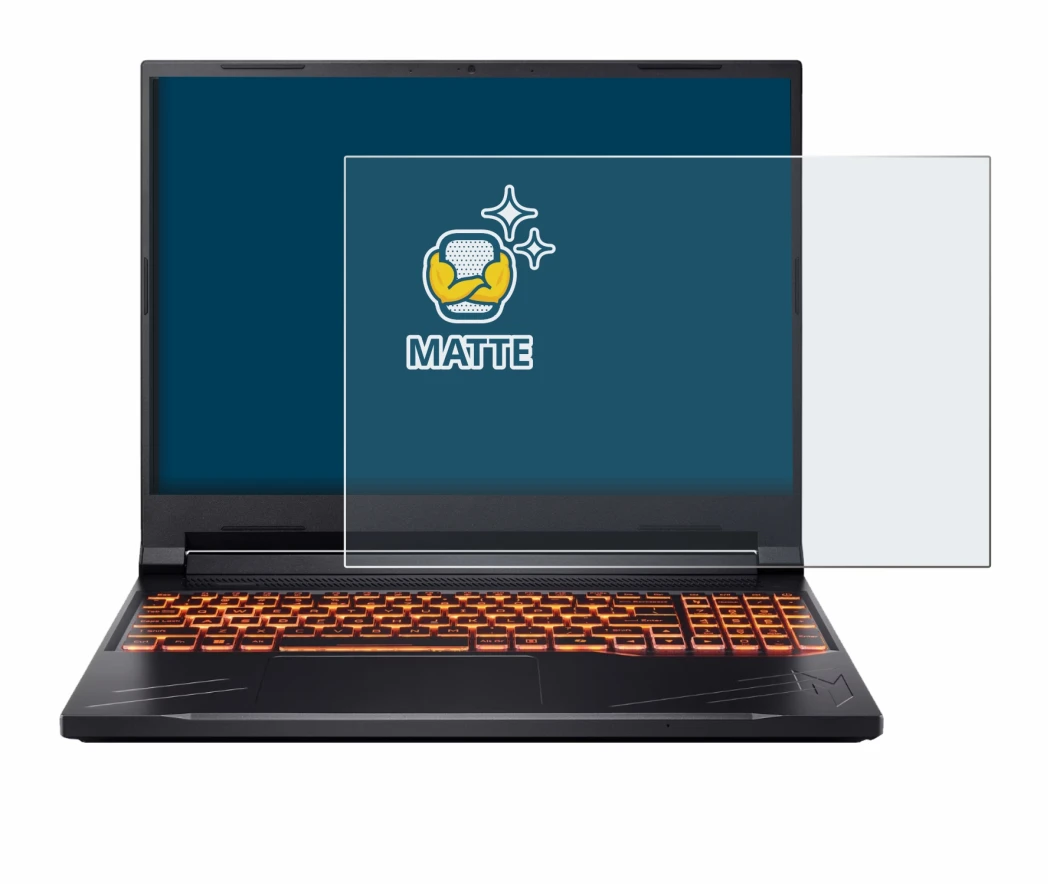 Immagine del dispositivo Acer Nitro V 16 con un'ampia varietà di protezioni per lo schermo.