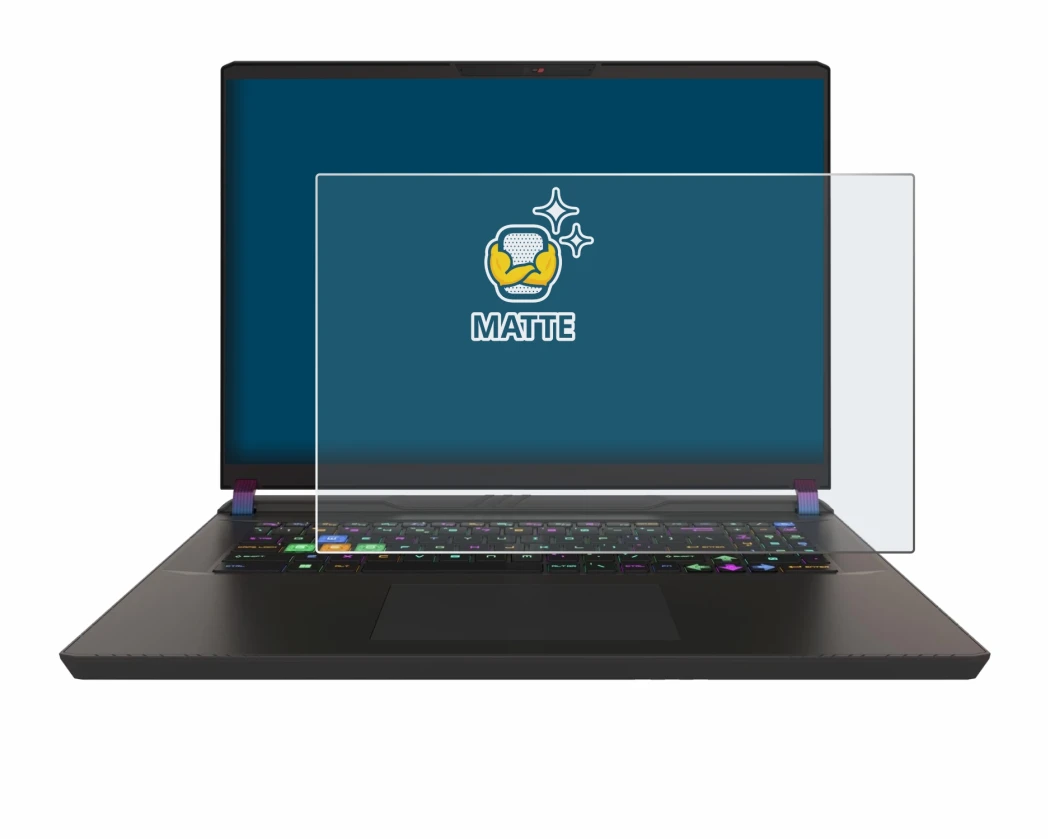 Immagine del dispositivo MSI Vector 17 HX con un'ampia varietà di protezioni per lo schermo.