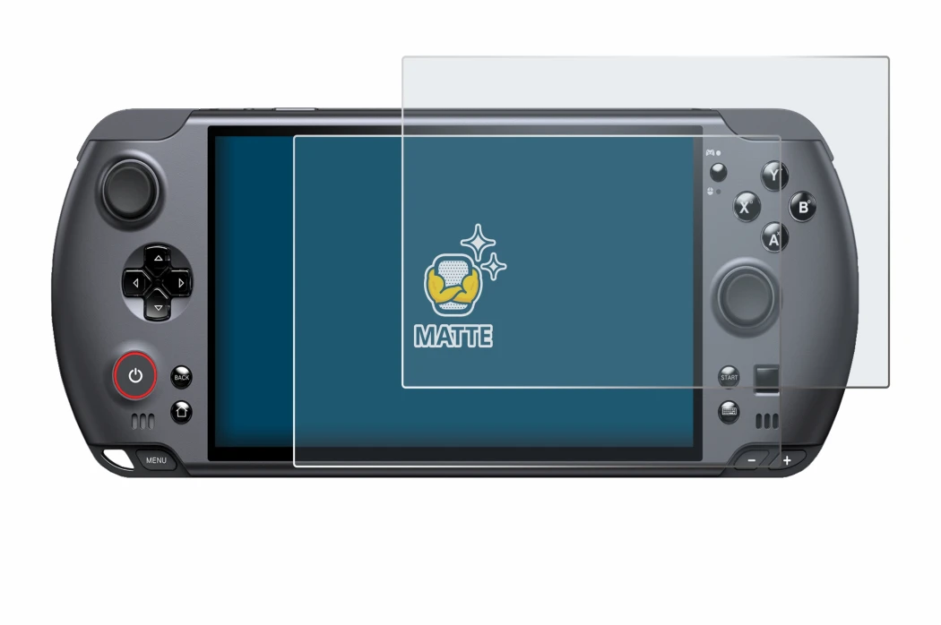 Immagine del dispositivo GPD Win 5 con un'ampia varietà di protezioni per lo schermo.