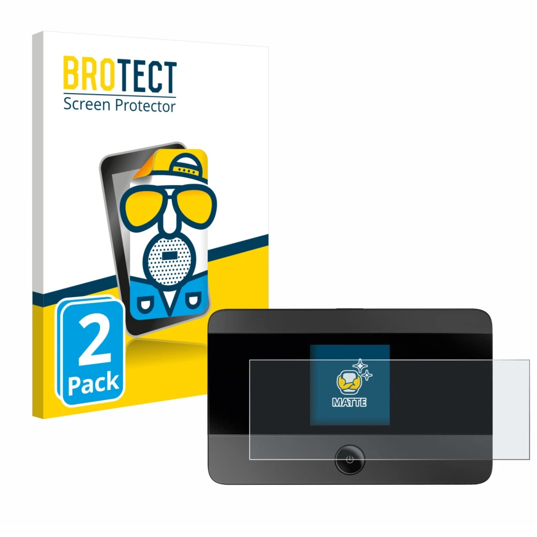 Parte frontale di una confezione del prodotto con il logo del marchio BROTECT. Accanto è raffigurato il dispositivo TP-Link M7