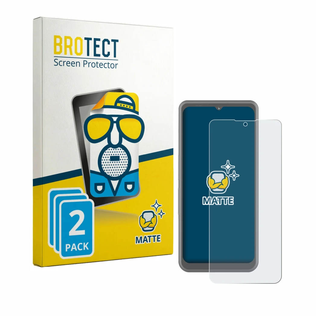 Parte frontale di una confezione del prodotto con il logo del marchio BROTECT. Accanto è raffigurato il dispositivo Sonim XP P