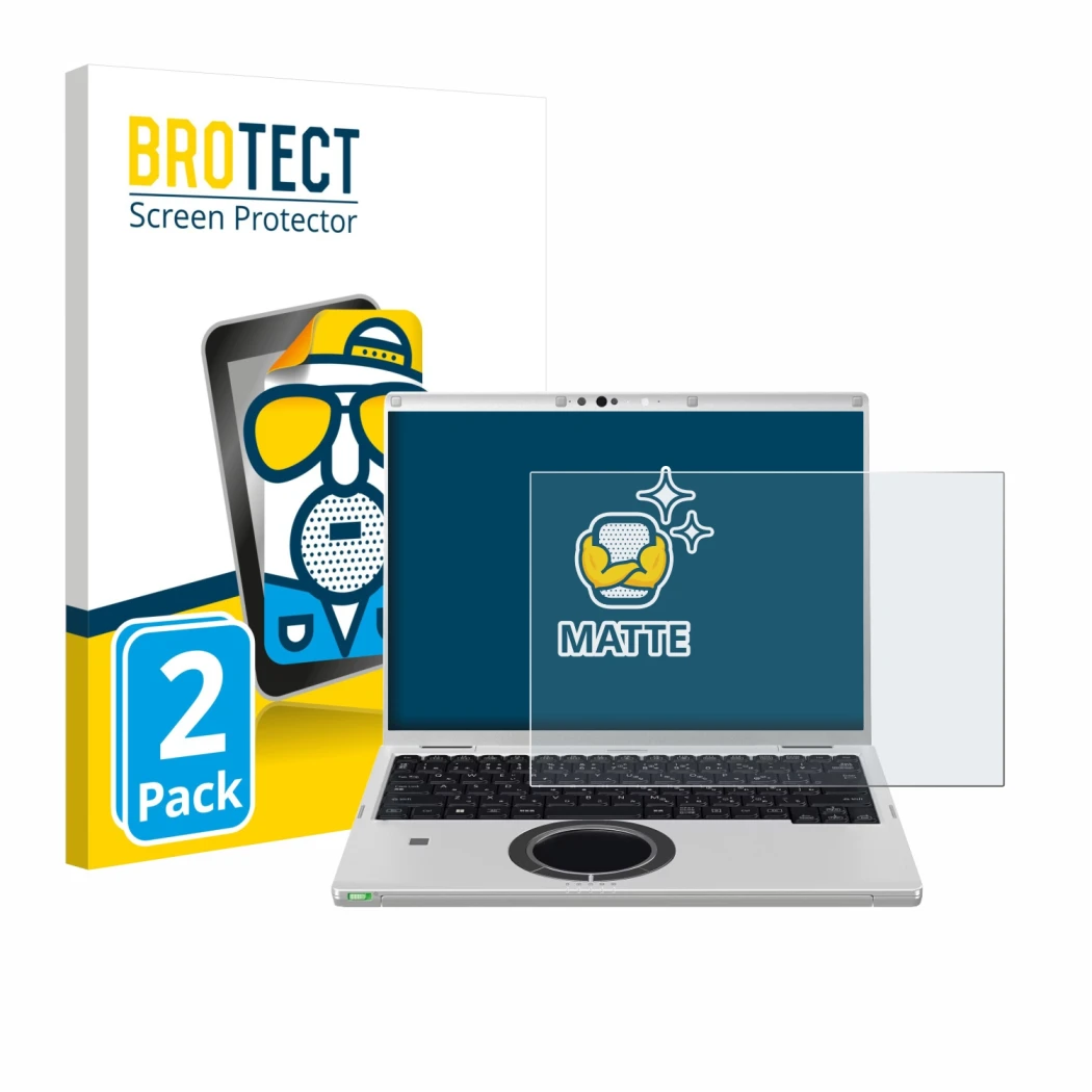 Parte frontale di una confezione del prodotto con il logo del marchio BROTECT. Accanto è raffigurato il dispositivo Panasonic