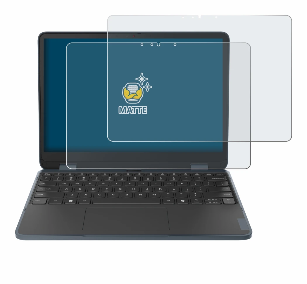 Immagine del dispositivo Lenovo 500w 2-in-1 Gen 5 con un'ampia varietà di protezioni per lo schermo.