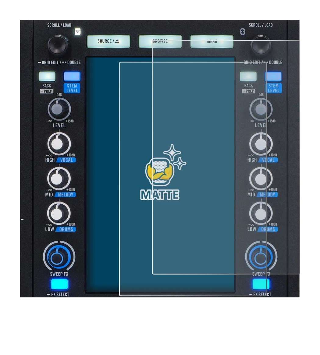 Immagine del dispositivo Rane System One con un'ampia varietà di protezioni per lo schermo.