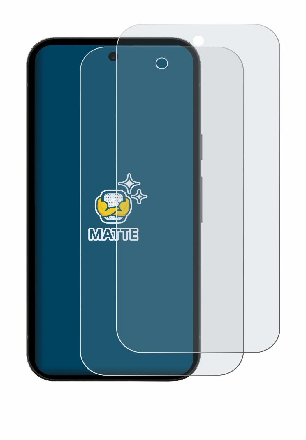 Immagine del dispositivo Google Pixel 10a con un'ampia varietà di protezioni per lo schermo.