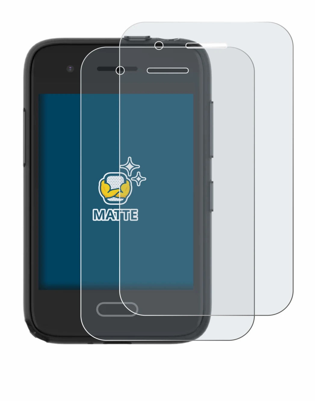 Immagine del dispositivo Xplora One con un'ampia varietà di protezioni per lo schermo.