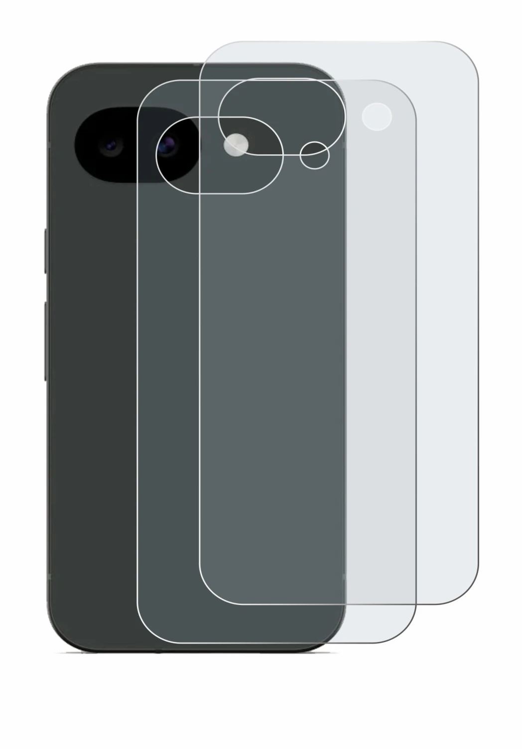 Immagine del dispositivo Google Pixel 10a (Posteriore) con un'ampia varietà di protezioni per lo schermo.