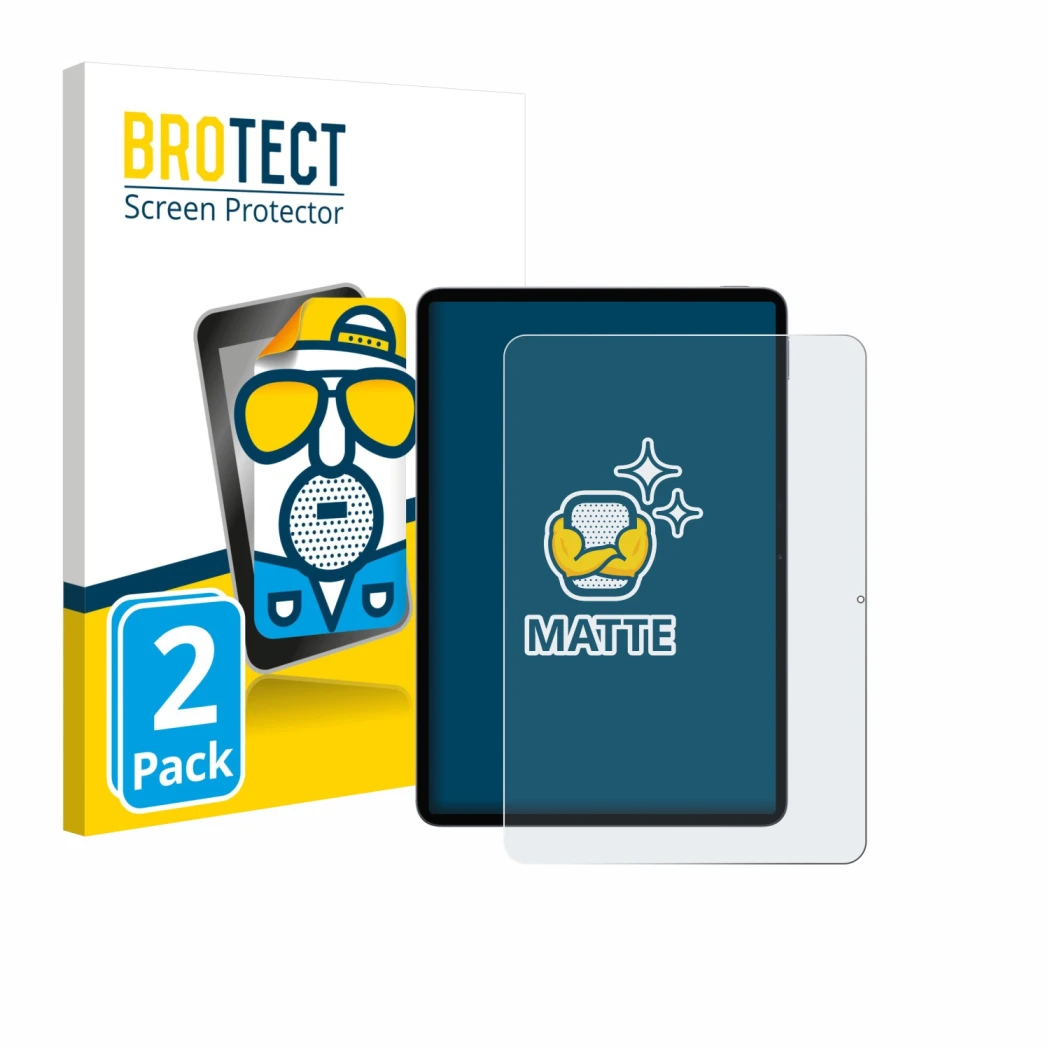 Parte frontale di una confezione del prodotto con il logo del marchio BROTECT. Accanto è raffigurato il dispositivo Xiaomi Pad