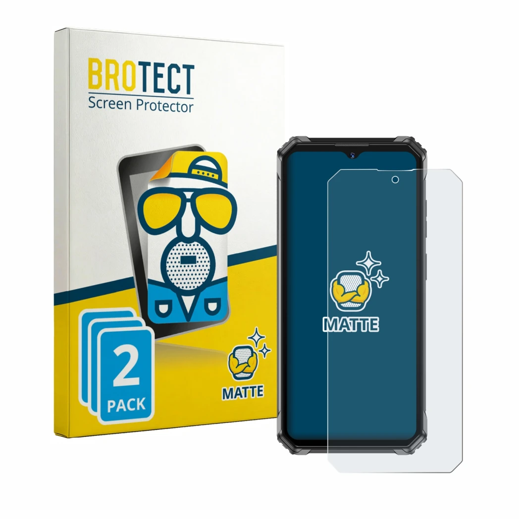 Parte frontale di una confezione del prodotto con il logo del marchio BROTECT. Accanto è raffigurato il dispositivo Oukitel G7