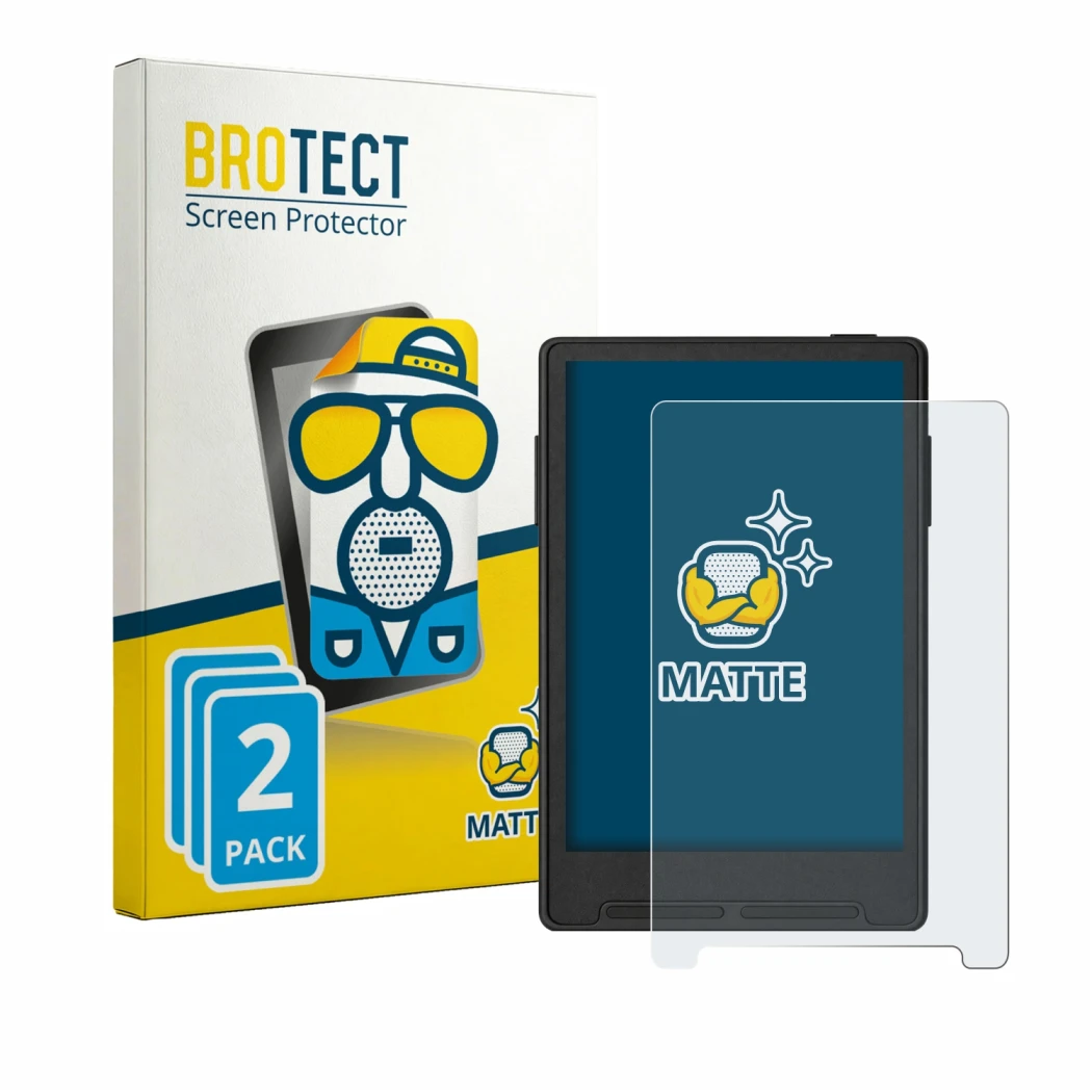 Parte frontale di una confezione del prodotto con il logo del marchio BROTECT. Accanto è raffigurato il dispositivo Xteink X3 