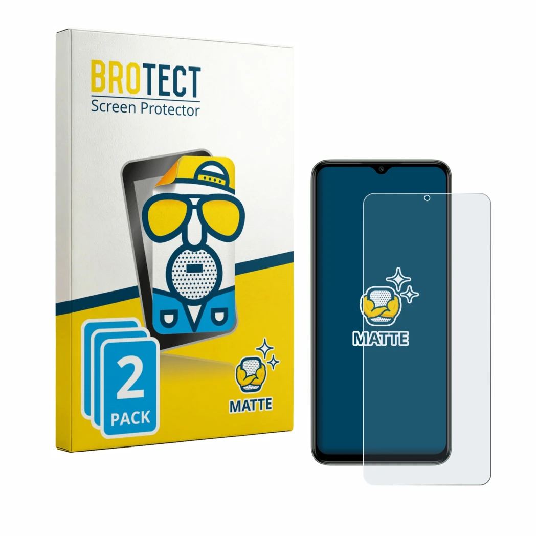 Parte frontale di una confezione del prodotto con il logo del marchio BROTECT. Accanto è raffigurato il dispositivo Itel Zeno