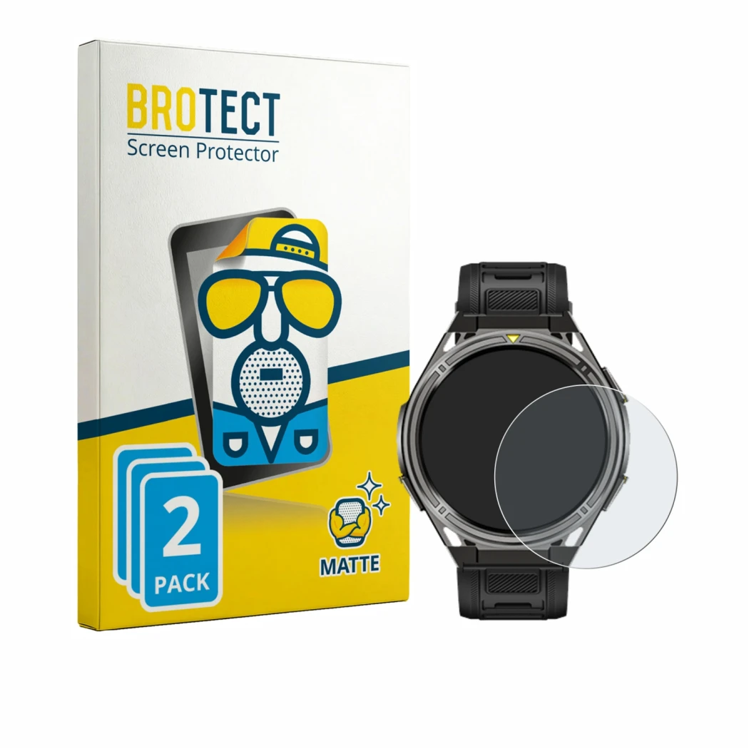 Parte frontale di una confezione del prodotto con il logo del marchio BROTECT. Accanto è raffigurato il dispositivo Cubot GT5