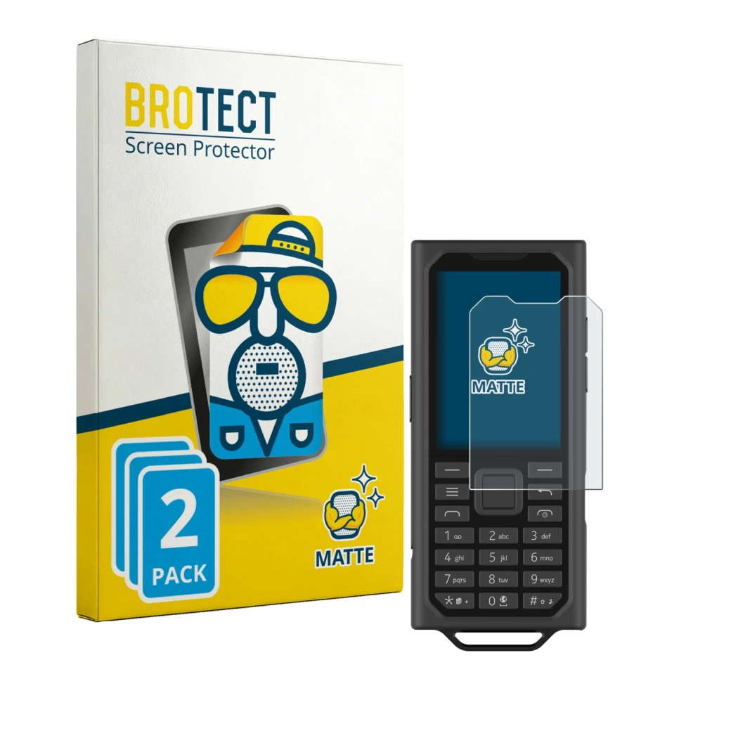 Parte frontale di una confezione del prodotto con il logo del marchio BROTECT. Accanto è raffigurato il dispositivo HMD Terra