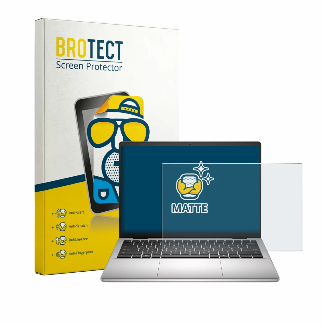 Parte frontale di una confezione del prodotto con il logo del marchio BROTECT. Accanto è raffigurato il dispositivo Dell Dell 