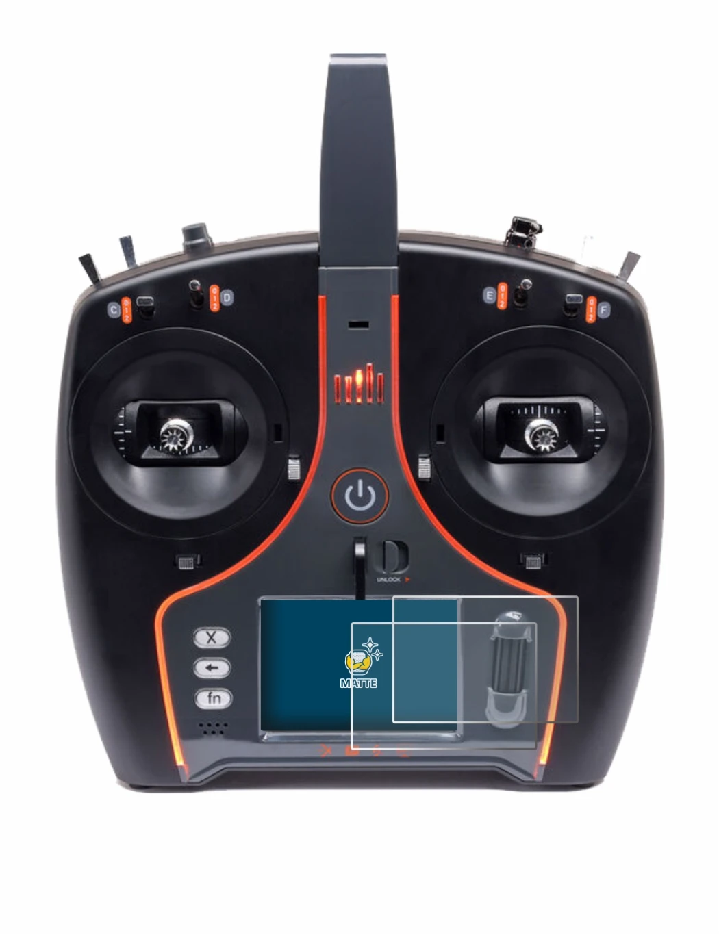 Immagine del dispositivo Spektrum NX7e Plus con un'ampia varietà di protezioni per lo schermo.