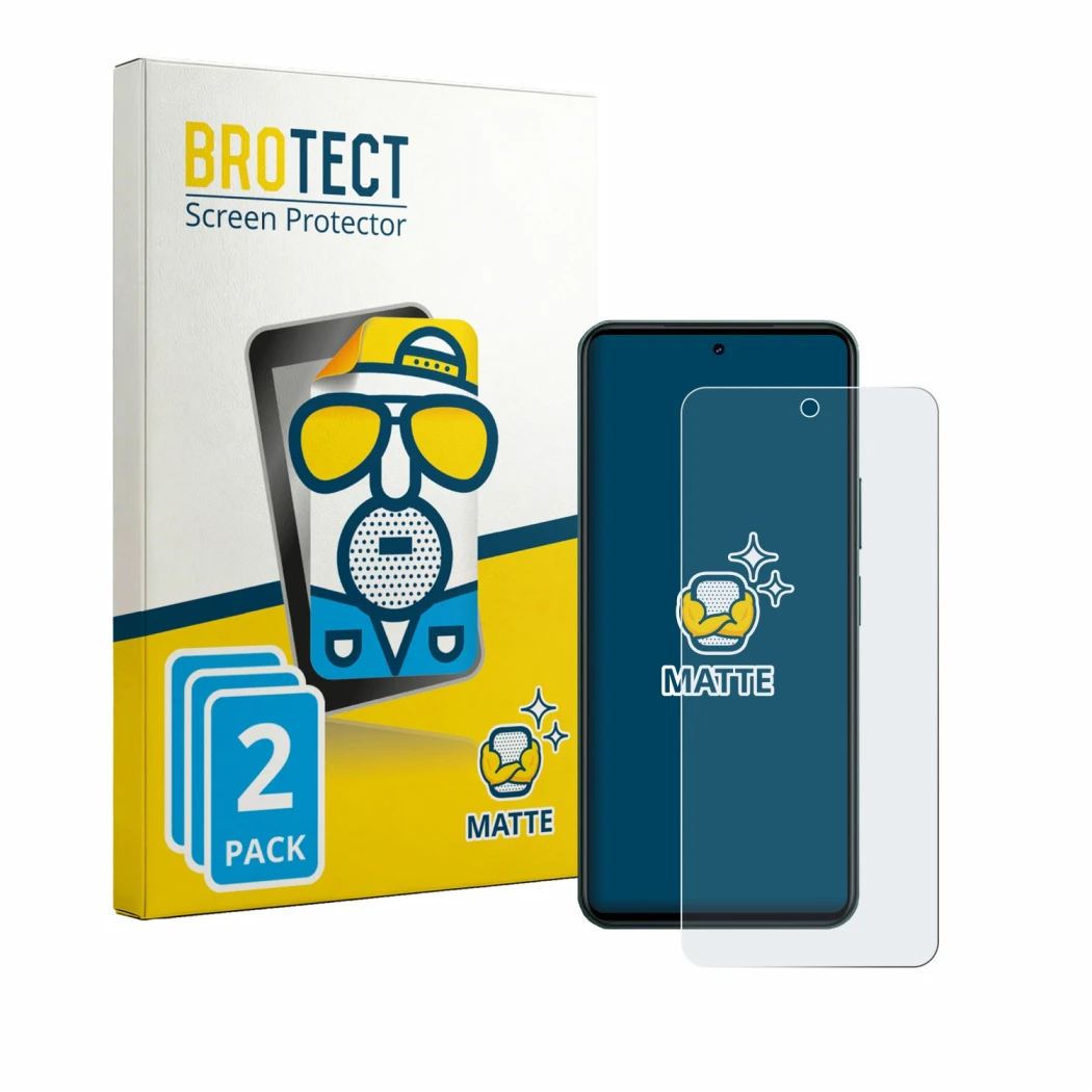 Parte frontale di una confezione del prodotto con il logo del marchio BROTECT. Accanto è raffigurato il dispositivo Vivo Y21d