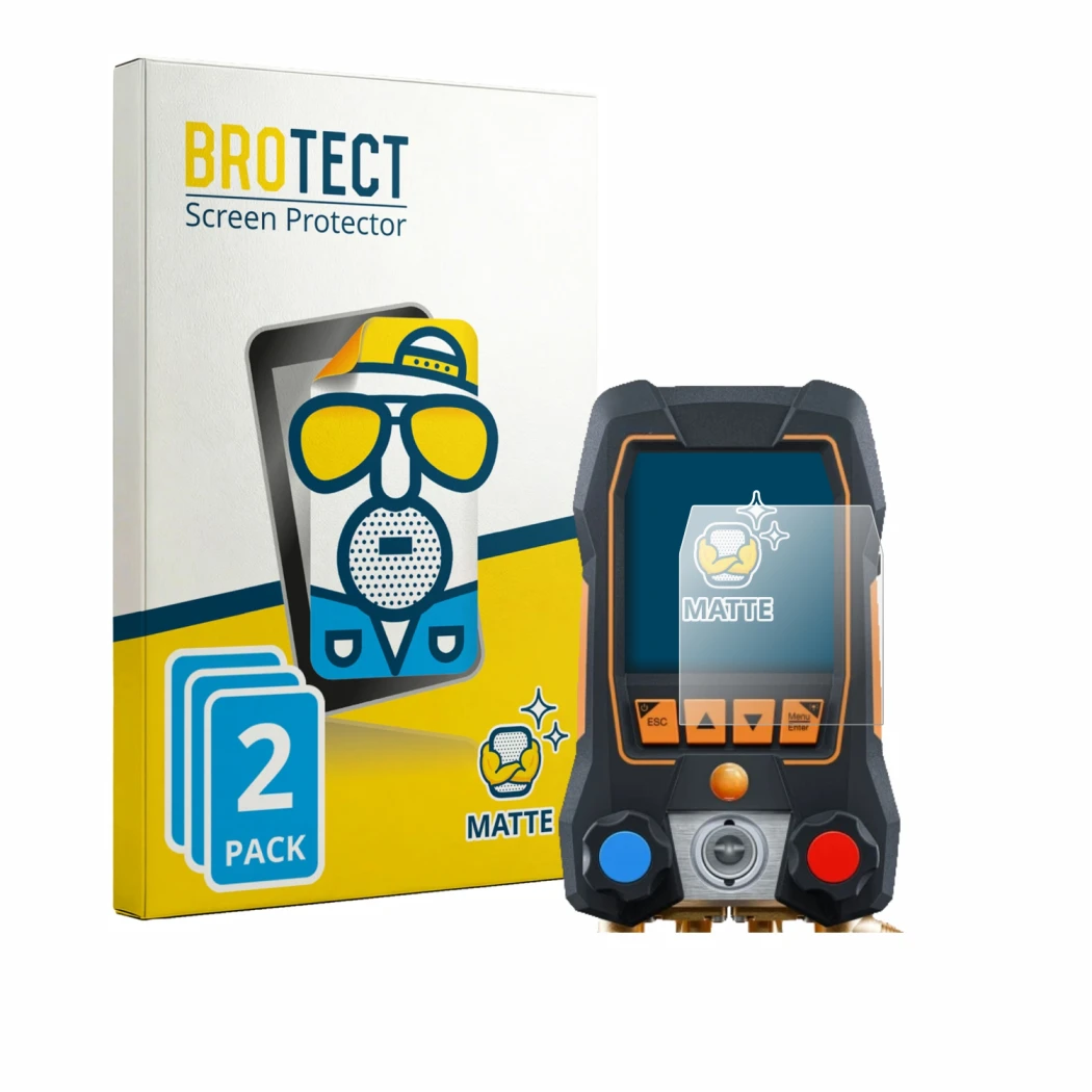 Parte frontale di una confezione del prodotto con il logo del marchio BROTECT. Accanto è raffigurato il dispositivo Testo 558s