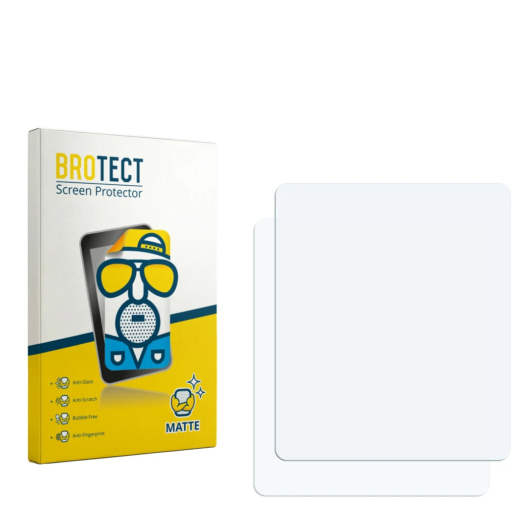 Parte frontale di una confezione del prodotto con il logo del marchio BROTECT. Accanto si trova la protezione per lo schermo c
