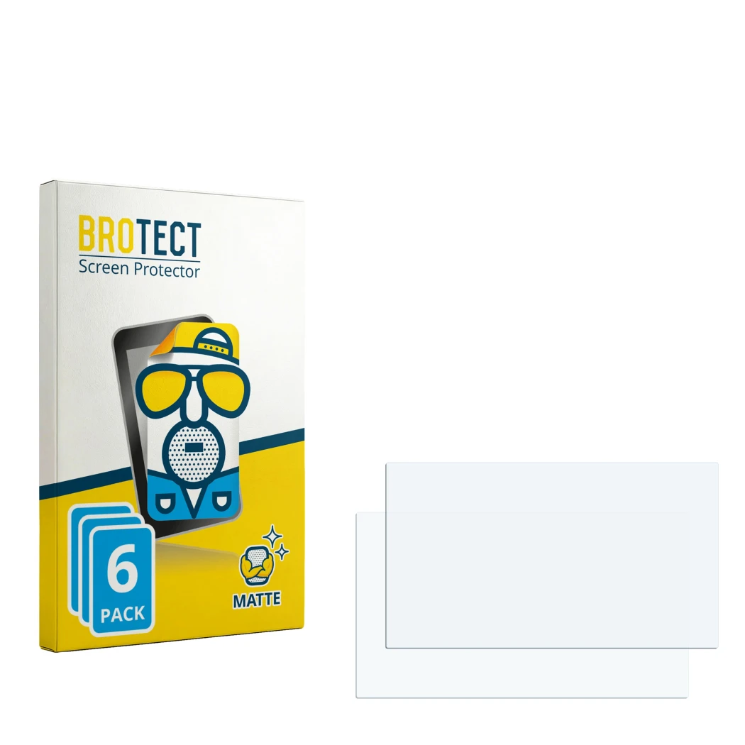 Parte frontale di una confezione del prodotto con il logo del marchio BROTECT. Accanto si trova la protezione per lo schermo c